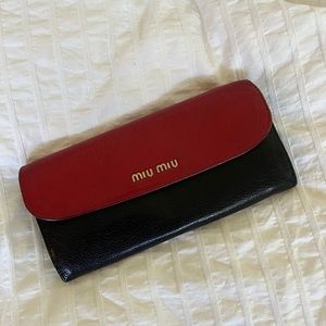 Miu Miu Leather Colorblock Pattern Continental Wallet